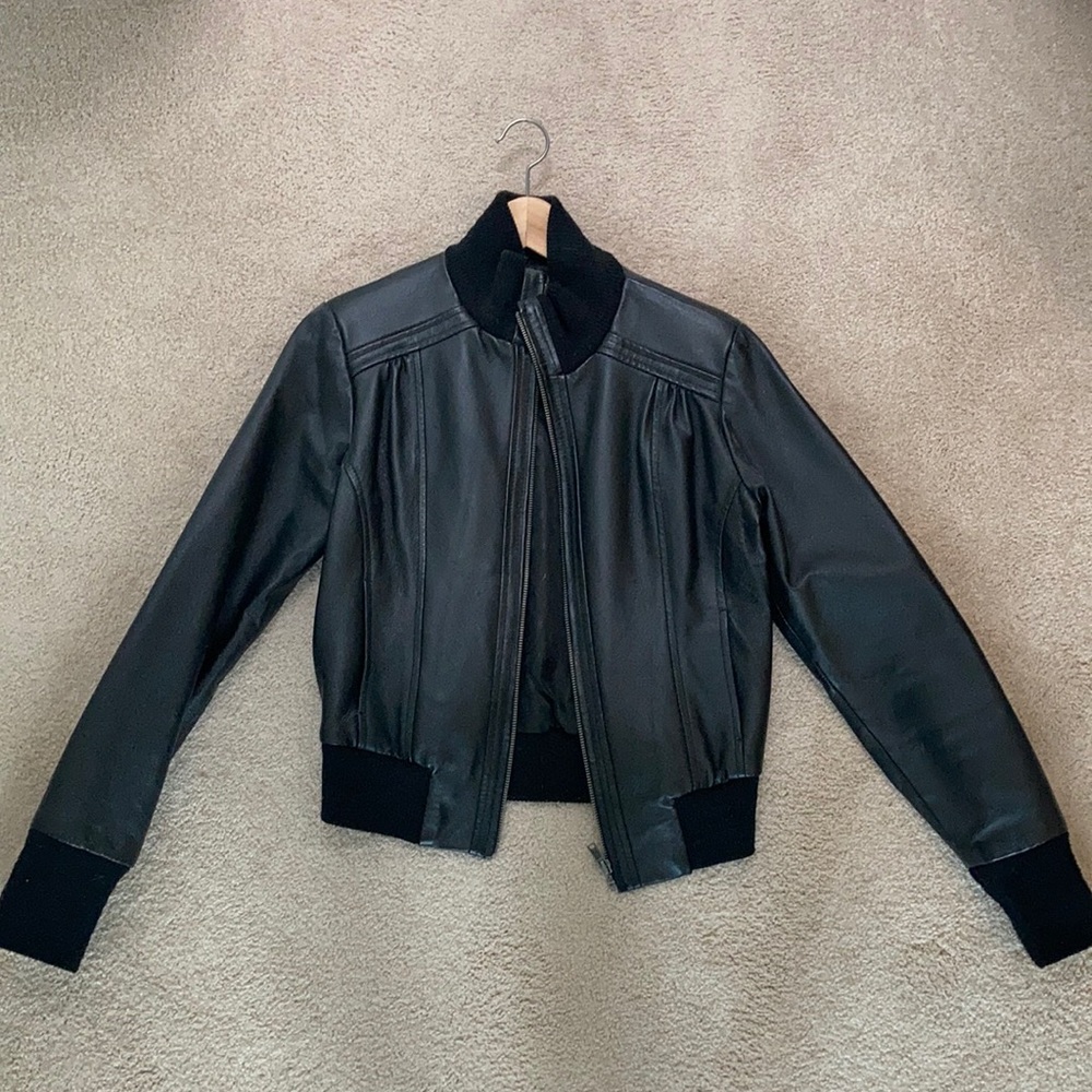 Tex by Max Azria black leather jacket